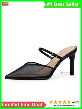 Pointed Toe Ankle Strap Heels Stiletto Closed Toe Pumps Dress Party Mules